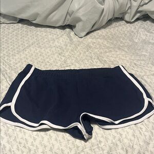 No Boundaries Dark Blue Athletic Shorts with White Trim